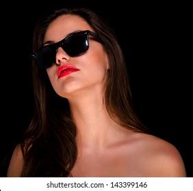 Beautiful Naked Girl Sunglasses Isolated On Stock Photo