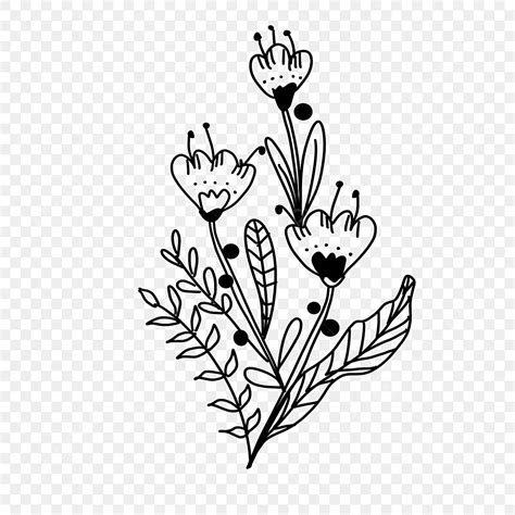 Simple Flowers Clipart Black And White