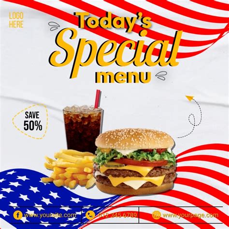 independence day special menu template postermywall