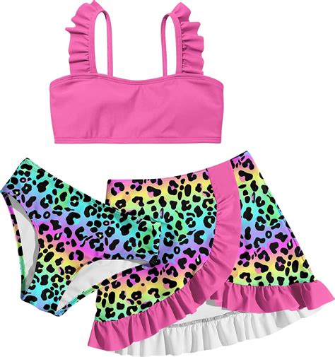 Amazon ALISISTER Trajes de baño para niñas traje de baño de 3 piezas bikini de verano