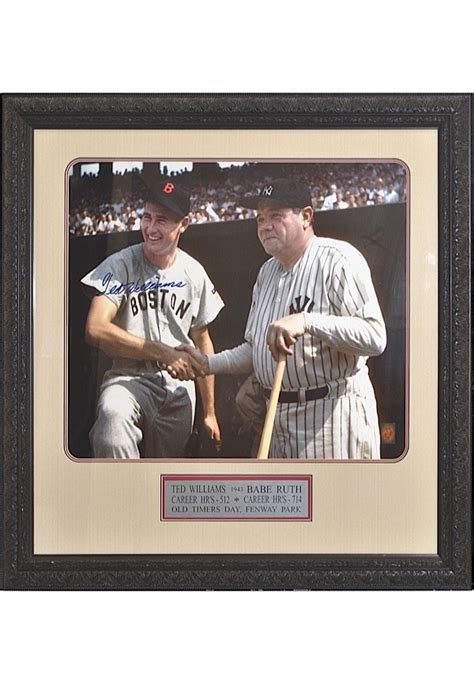 Framed Babe Ruth Ted Williams Photo Signed By Williams Grey Flannel Auctions