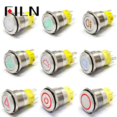 19mm 12v Racing Car Boat Ip65 Waterproof Stainless Steel Metal Led