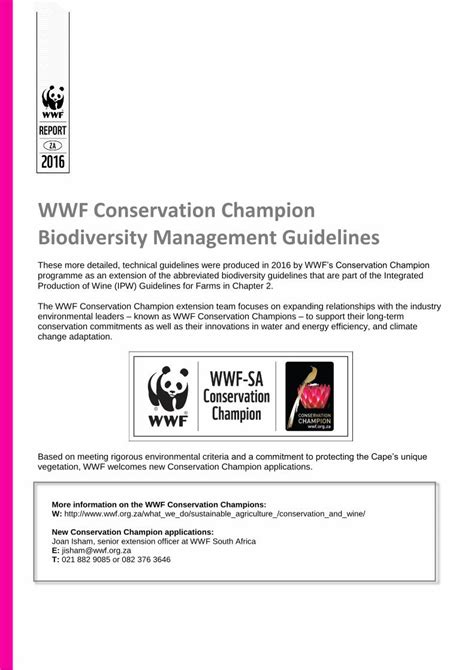 Pdf Wwf Conservation Champion Biodiversity Management Guidelines Guidelines Pdf · Wwf