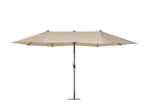 Parasol Xl En Tissu Beige Taupe à Mât Central En Aluminium Sibilla