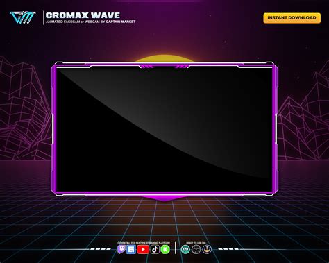 80s Retrowave Animated Stream Overlay Package For Twitch Youtube Kick Synthwave Neon Retro