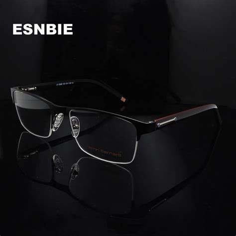 Esnbie Alloy Metal Optical Frames Man Square Eyeglasses Frames Half