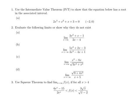 Solved 1. Use the Intermediate Value Theorem (IVT) to show | Chegg.com