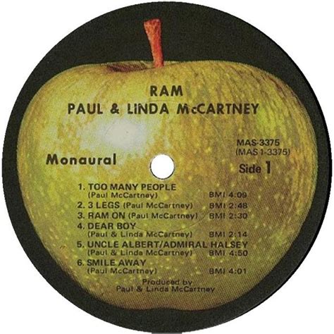 Ram Mono Promotional • Official Album By Paul And Linda Mccartney