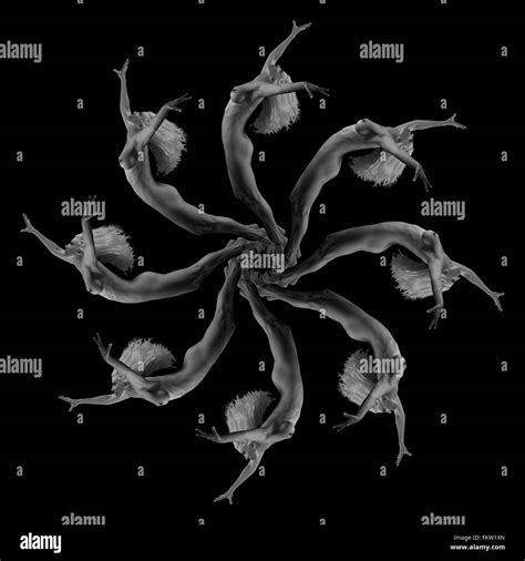 Multiple Image Kaleidoscope Of Nude Mature Woman Against Black Background B W Stock Photo Alamy