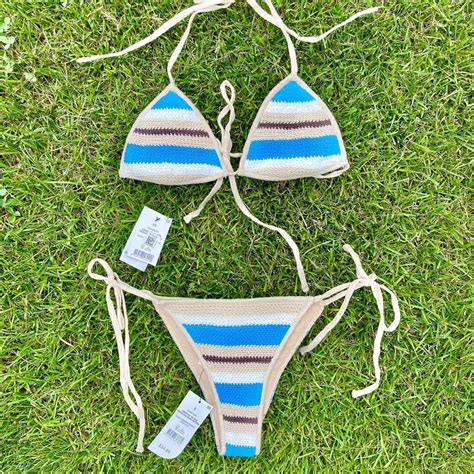 S Style Crochet Triangle Bikini Set Cutest Depop