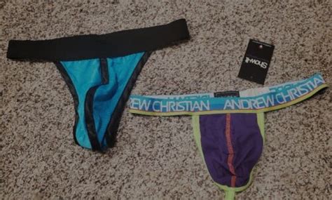 Andrew Christian Show It Thong Bikini Briefs Shiny Second Skin Swim Swimsuit L Ebay