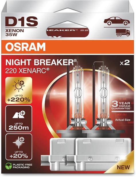 Osram Night Breaker 220 - Amazon.com: Osram Xenarc Night Breaker 220, D1S, +220% More Brightness ...