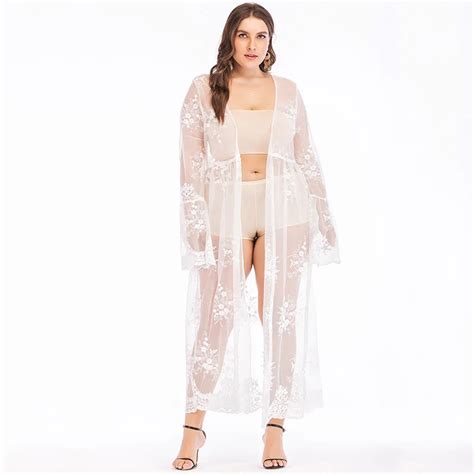 Buy Sexy Women Plus Size Summer Cover Up Sheer Lace