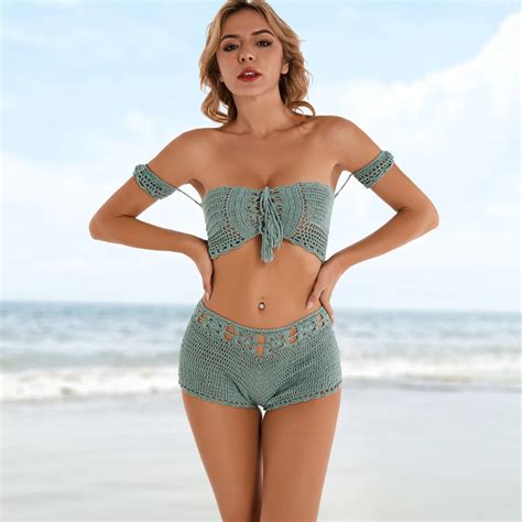Handmade Crochet Sexy Bikini Beach Swimsuit Set Buy Bikini Handmade Crochet Bikini Set Bikini