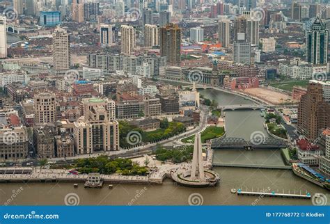 Wusong River Empties In Huangpu River At Park Shanghai China Editorial