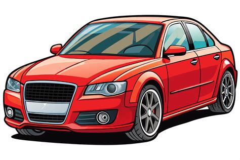 Audi A4 Car Illustration Cartoons Clipart Line Art Design On White