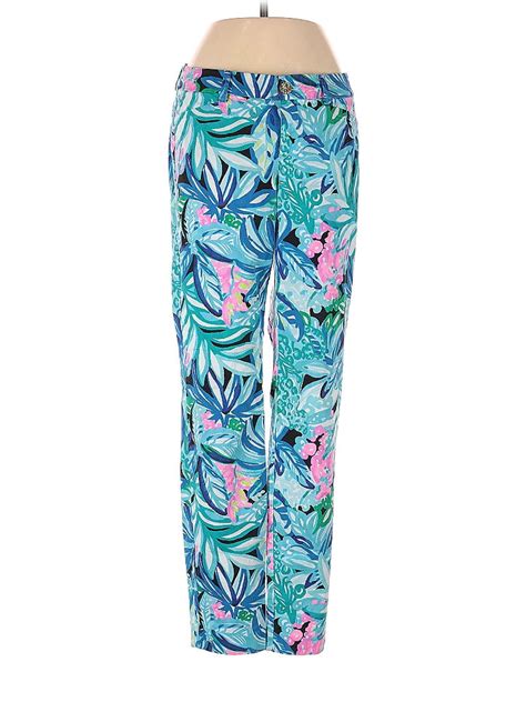 Lilly Pulitzer Tropical Multi Color Blue Dress Pants Size 0 69 Off