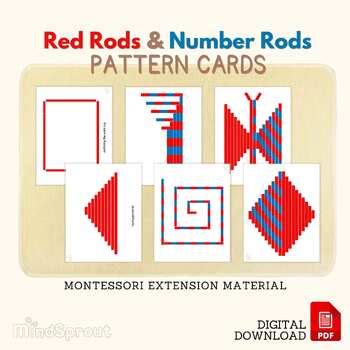 Red Rods And Number Rods Pattern Cards Montessori Sensorial Material