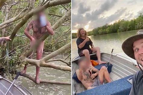 Watch Two Fishermen Found This Australian Fugitive Hiding Butt Naked In A Tree Over Croc