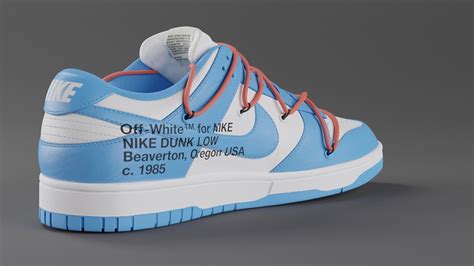 3D Model Off White X Nike Dunk Low University Blue VR AR Low Poly