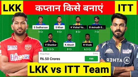 LKK Vs ITT Dream11 Predication ITT Vs LKK Dream11 Team Tamil Nadu