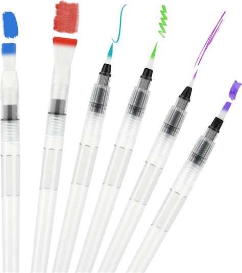 6 Pcs Watercolor Brush Pens Water Brush Pens Water Brushes