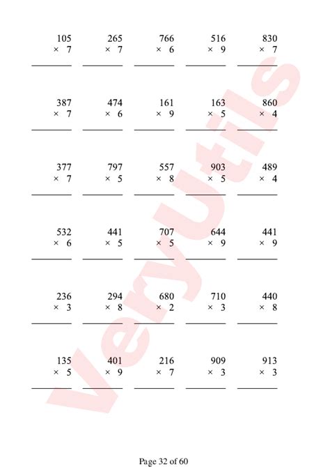 Printable Vertical Multiplication Math Worksheets In Pdf With 1800