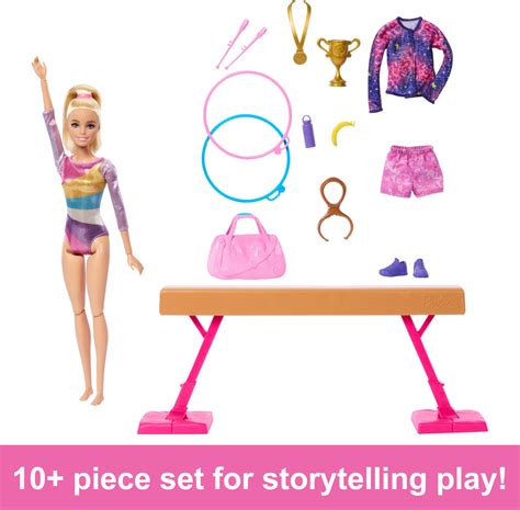 GetUSCart Barbie Careers Playset Gymnastics Set With Blonde Gymnast Fashion Doll C Clip For