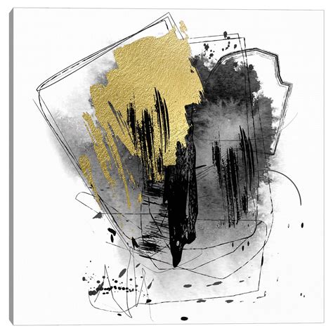 Masterpiece Art Gallery Confusion Gold Abstract Canvas Art Print, 35" x