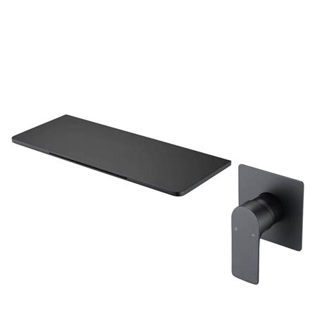 Lukvuzo Waterfall Single Handle Wall Mounted Bathroom Faucet And Hot And Cold Indicator In Matte