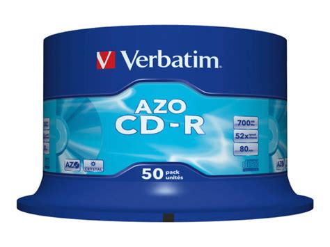 Verbatim AZO 52x 700MB CD-R Discs - 50 Pack Spindle | Ebuyer.com
