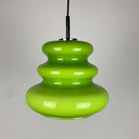 Vintage Rare Green Glass Pendant Light By Peill And Putzler 1960