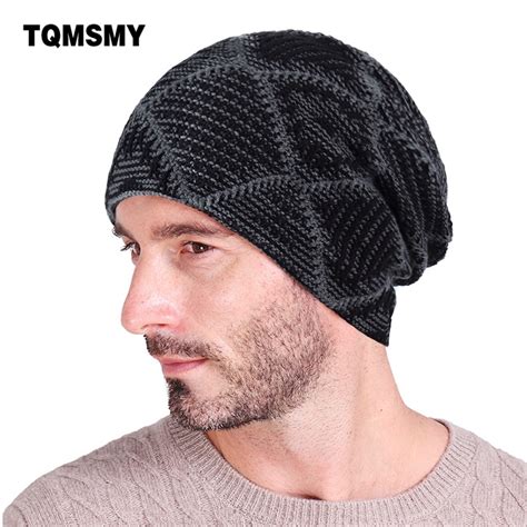 New Style Winter Hats For Men Knitted Wool Beanies Plus Velvet Warm Cap