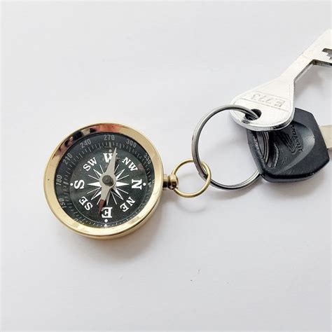 Engraved Compass Keychain Etsy