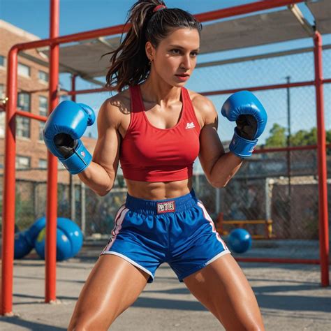 Focused Woman Boxing In Urban Gym