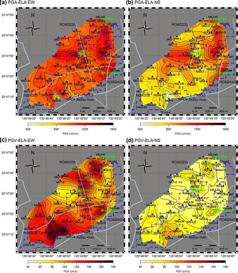 Estimated Pga And Pgv Distribution Maps Pga Distributions For The A Ew Download Scientific