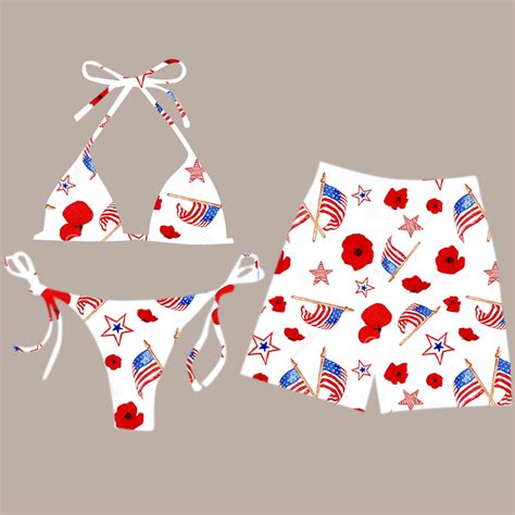 American Flag Bikini Print Couple Matching Bathing Suits