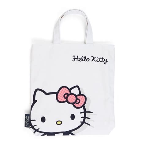 【震撼精品百貨】hello Kitty 凱蒂貓~日本sanrio三麗鷗 Kitty 帆布短把手提袋白大臉33852 其他紙製品