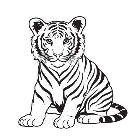 black and white tiger clip art 2