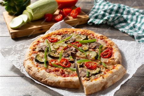 Premium Photo Vegetarian Pizza With Zucchini Tomato Peppers And