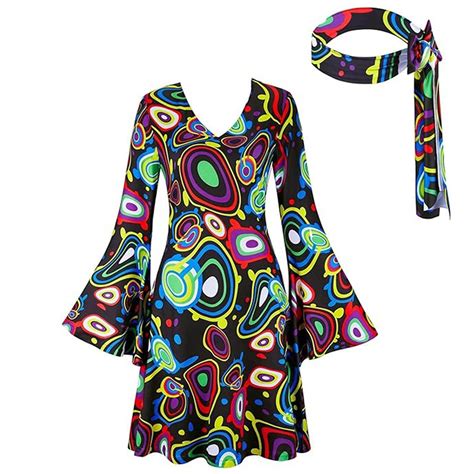 Disco Outfit Women 70s Hippie Costume Disco Dress for Womens Halloween