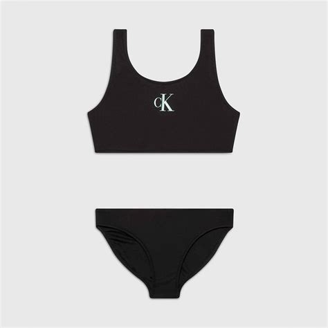 Calvin Klein Monogram Çocuk Siyah Bikini Seti Superstep Mayo Mayoşort SuperStep