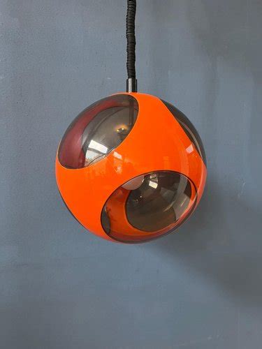 Lampe Suspension Mid Century Space Age Orange Par Luigi Colani S