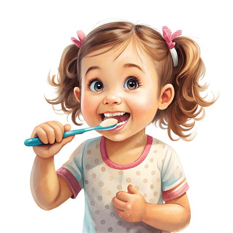 cute  girl brushing teeth illustration cartoon clipart girl