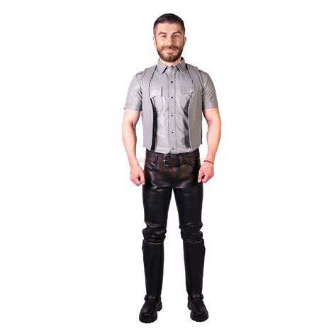 Gay Police Leather Uniform Specially Made With Genuine Leather