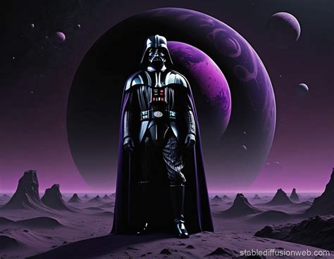 Darth Vader On A Black And Dark Purple Planet Prompts Stable