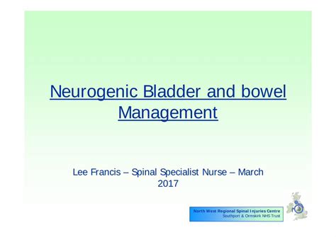 Pdf Neurogenic Bladder And Bowel Management · North West Care