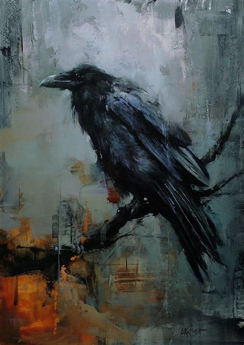 Raven Flying Crow Painting Original Animal Painting Realism Art