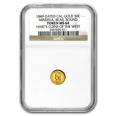 Buy 1849 Minerva Round Half Dollar Gold Ms 64 Ngc Apmex