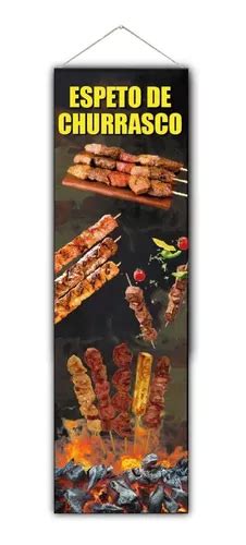 Placa Faixa Banner Espeto De Churrasco 30x100 Cm